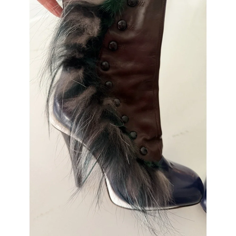 Fendi Couture Karl Lagerfeld Feather Runway Ankle Boots Booties 36 6 5.5 - Picture 5 of 15